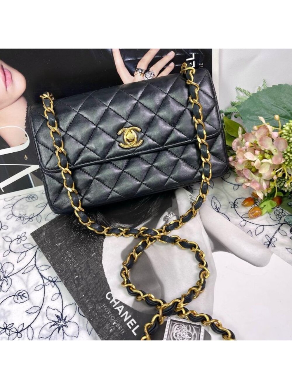 Chanel Vintage Turnlock Quilted Chain